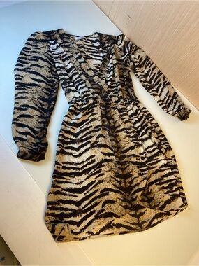 Women's Tiger-Print Mini Dress in Black and Tan